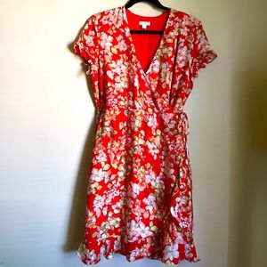 J.Jill Faux wrap floral Dress, Short Sleeve Mini Dress size S